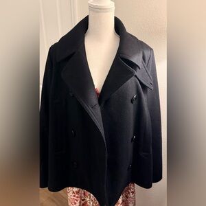 GAP Women's Navy Blue Double-Breasted Pea Coat Recycled Wool